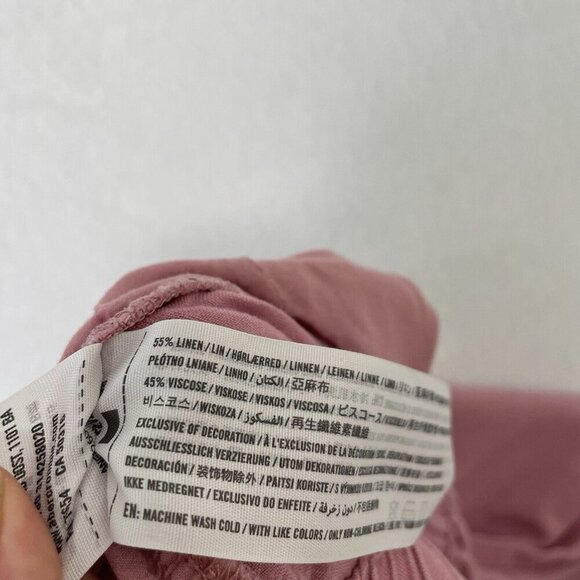 Abercrombie & Fitch Linen Blend Wide Leg Cropped Ankle Pant Pink size Medium - Picture 8 of 8